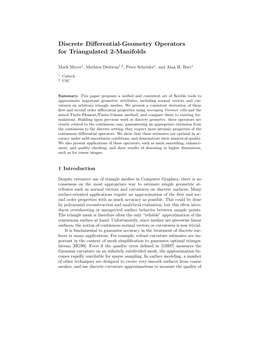 Discrete Differential-Geometry Operators