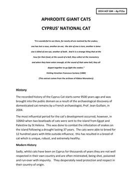 Aphrodite Giant Cats Cyprus' National