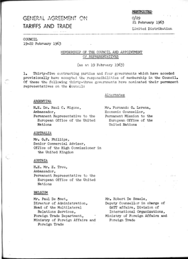 C/29 21 February 196J5 TARIFFS and TRADE Limited Distribution