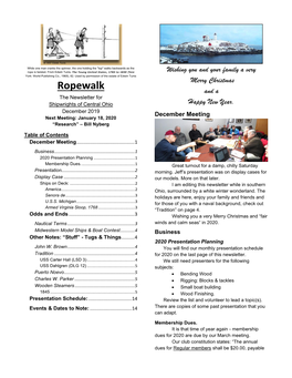 Ropewalk and a the Newsletter for Shipwrights of Central Ohio Happy New Year