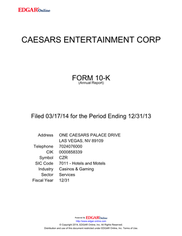 Caesars Entertainment Corp