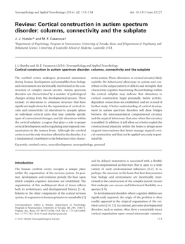 Review: Cortical Construction in Autism Spectrum Disorder: Columns, Connectivity and the Subplate