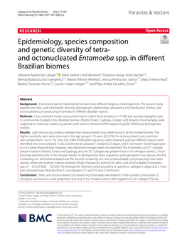 Epidemiology, Species Composition and Genetic Diversity of Tetra- and Octonucleated Entamoeba Spp. in Different Brazilian Biomes