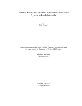 Causes of Success and Failure of Stand-Alone Solar Electric Systems in Rural Guatemala