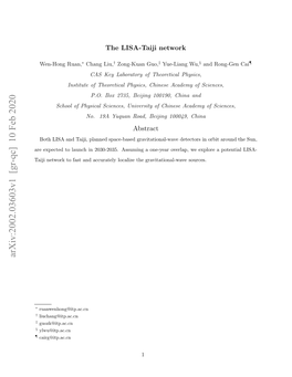 Arxiv:2002.03603V1 [Gr-Qc] 10 Feb 2020 Aj Ewr Ofs N Cuaeylclz H Gravitati the Localize Accurately Ove and One-Year Fast a to Assuming Network Taiji 2030-2035