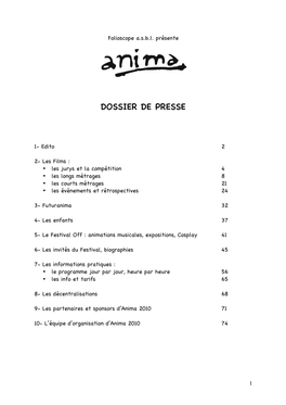 Dossier De Presse