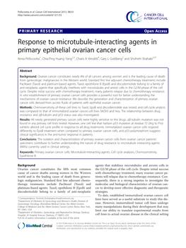 Response to Microtubule-Interacting Agents in Primary Epithelial Ovarian Cancer Cells