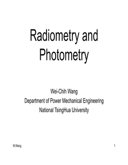 Radiometry and Photometry