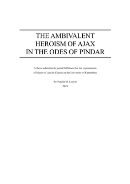 The Ambivalent Heroism of Ajax in the Odes of Pindar