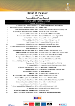 Second Qualifying Round Draw