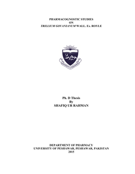 Ph. D Thesis by SHAFIQ UR RAHMAN