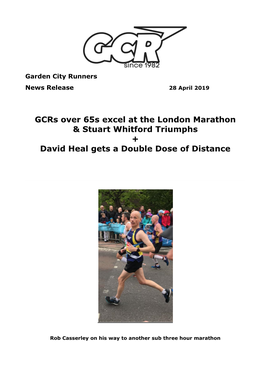 Gcrs Over 65S Excel at the London Marathon & Stuart Whitford