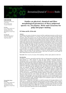 Studies on Physical, Chemical and Fibre Morphological Parameters Of