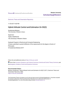 Hybrid Attitude Control and Estimation on SO(3)