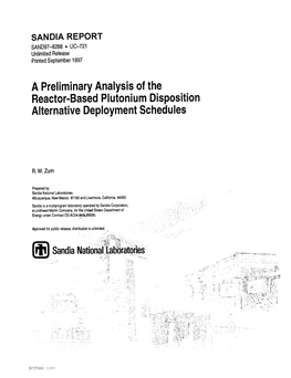 A Preliminary Analysis of the Reactor-Based Plutonium Disposition Alternative Deployment Schedules