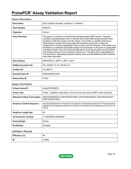 Primepcr™Assay Validation Report