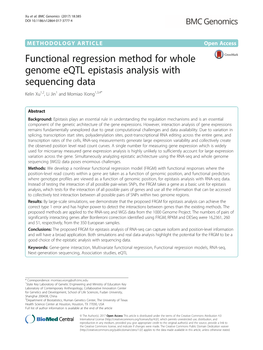 Functional Regression Method for Whole Genome Eqtl Epistasis Analysis with Sequencing Data Kelin Xu1,2, Li Jin1 and Momiao Xiong1,3,4*