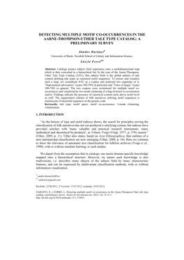 Detecting Multiple Motif Co-Occurrences in the Aarne-Thompson-Uther Tale Type Catalog: a Preliminary Survey