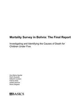 Mortality Survey in Bolivia: the Final Report
