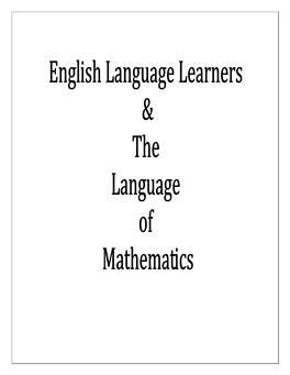 Introduction to the Language of Mathematics