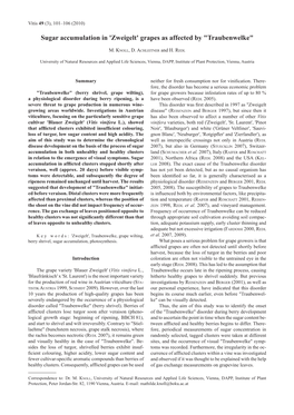 Sugar Accumulation in 'Zweigelt' Grapes As Affected by 