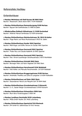 Referenzliste Hochbau
