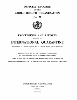 INTERNATIONAL QUARANTINE Supplement to Official Records No