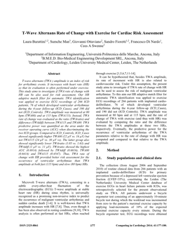 T-Wave Alternans Rate of Change with Exercise for Cardiac Risk Assessment