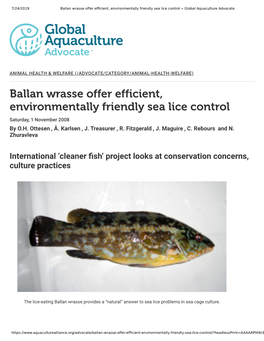 Ballan Wrasse Offer Efficient, Environmentally Friendly Sea Lice Control Saturday, 1 November 2008 by O.H