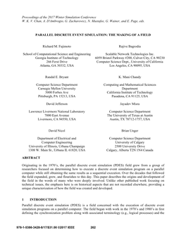 Parallel Discrete Event Simulation: the Making of a Field