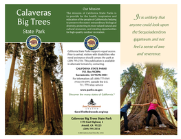 Calaveras Big Trees State Park 1170 East Highway 4 Arnold, CA 95223 (209) 795-2334