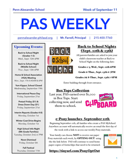 PAS WEEKLY Pennalexander.Philasd.Org | Mr