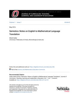 Semiotics: Notes on English to Mathematical Language Translation