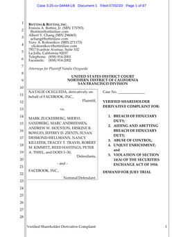 Verified Shareholder Derivative Complaint 1 1 2 3 4 5 6 7 8 9 10 11 12 13 14 15 16 17 18 19 20 21 22 23 24 25 26 27 28 Francis