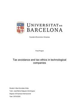 Tax Avoidance and Tax Ethics in Technological Companies