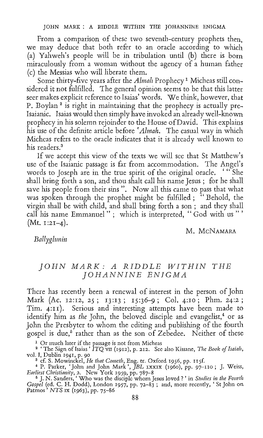 John Mark: a Riddle Within the Johannine Enigma