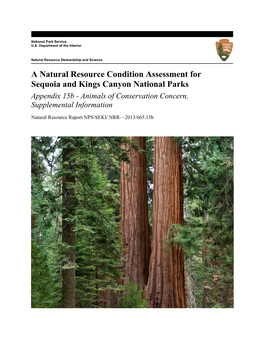 A Natural Resource Condition Assessment for Sequoia and Kings Canyon National Parks Appendix 15B - Animals of Conservation Concern, Supplemental Information