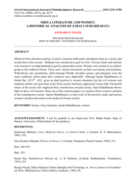 A Historical Analysis of Sarala Mahabharata