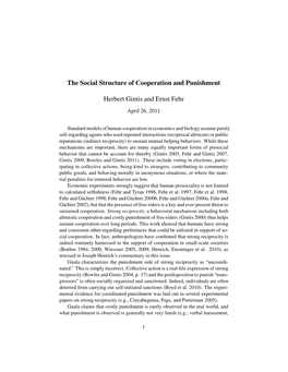 The Social Structure of Cooperation and Punishment Herbert Gintis And