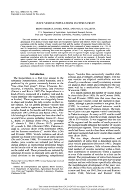 Juice Vesicle Populations in Citrus Fruit