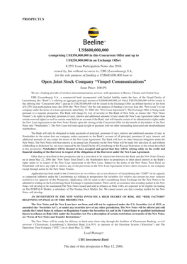 Vimpel Communications” Issue Price: 100.0% We Are a Leading Provider of Wireless Telecommunications Services, with Operations in Russia, Ukraine and Central Asia