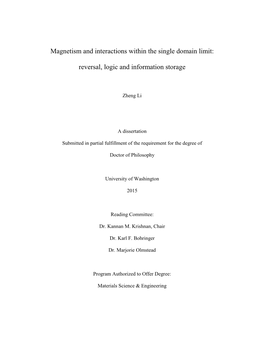 Magnetism and Interactions Within the Single Domain Limit