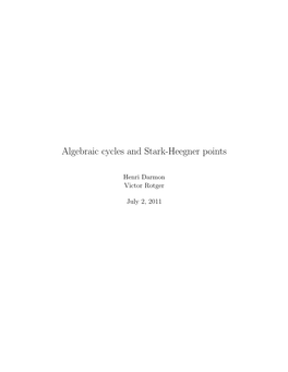 Algebraic Cycles and Stark-Heegner Points