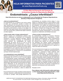 Endometriosis: ¿Causa Infertilidad? Esta Ficha Técnica Se Creó En Colaboración Con La Sociedad De Cirujanos Reproductivos (Society of Reproductive Surgeons)