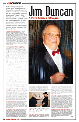 Jim Duncan Has Touched All Corners of the Business, Including On-Air Talent, MD, PD, Syndicated Host and Radio & Records VP/Country Editor