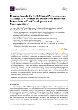 Brassinosteroids, the Sixth Class of Phytohormones: a Molecular View from the Discovery to Hormonal Interactions in Plant Development and Stress Adaptation