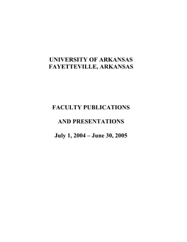 University of Arkansas, Fayetteville, Arkansas, May 2005