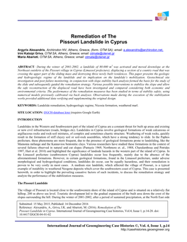 Remediation of the Pissouri Landslide in Cyprus