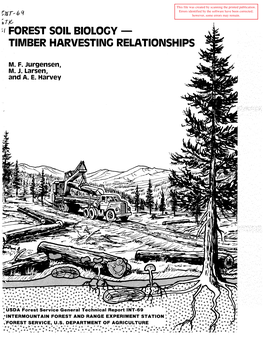 Forest Soil Biology-Timber Harvesting Relationships: a Perspective