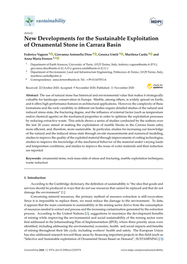 New Developments for the Sustainable Exploitation of Ornamental Stone in Carrara Basin